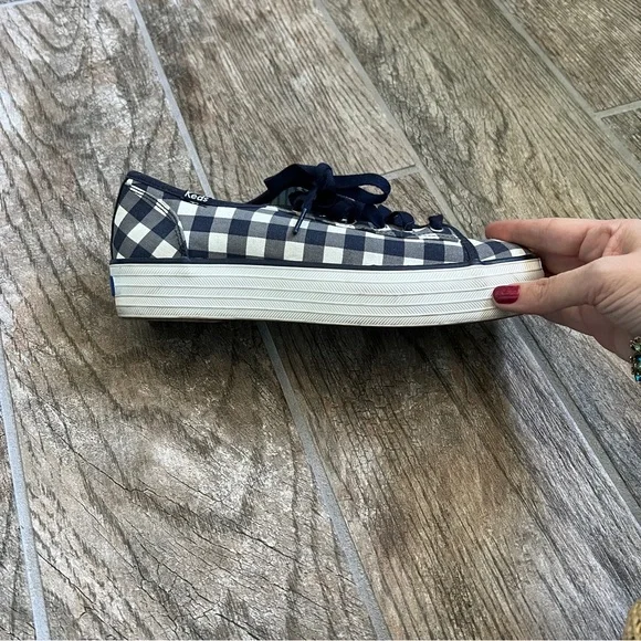 Keds X Draper James Platform Plaid Sneakers, Lace Tie, Blue & White, Women’s 7 - Picture 10 of 13